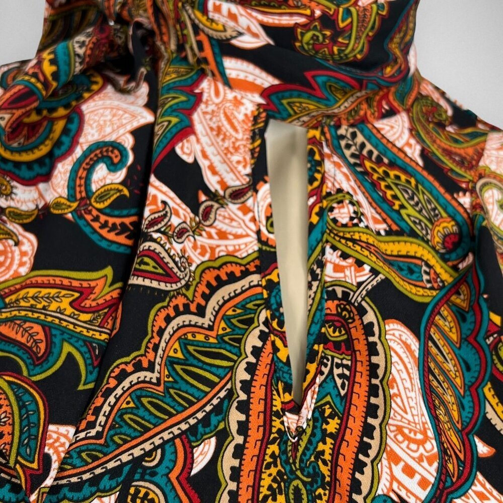 NEW YORK &‎ CO XS Paisley High-Neck Top Office Fall Print - Picture 8 of 12